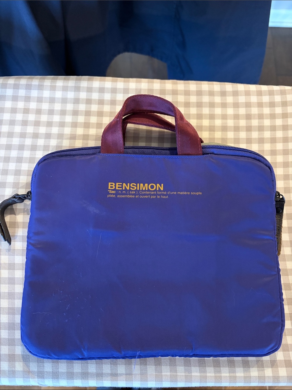 Bensimon Laptop Bag with Burgundy Handles